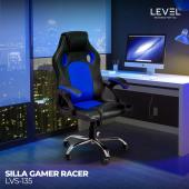 Silla de escritorio Gamer Racer Level NG/AZ LVS-136